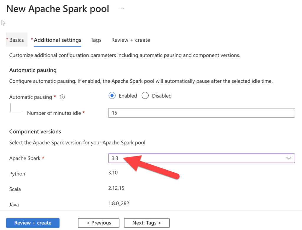 Spart Pool version 3.3 for Synapse Link for Dataverse